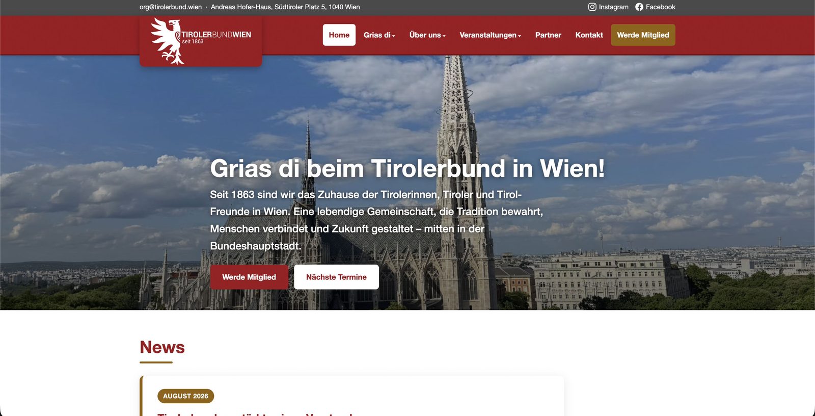 tirolerbund.wien · Vereinswebsite